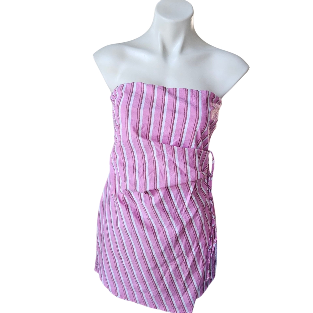 Wild Fable Pink and White Striped Strapless Dress NWT - Picture 2 of 5